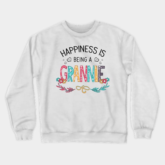 Happiness Is Being A Grannie Wildflowers Valentines Mothers Day Crewneck Sweatshirt by KIMIKA